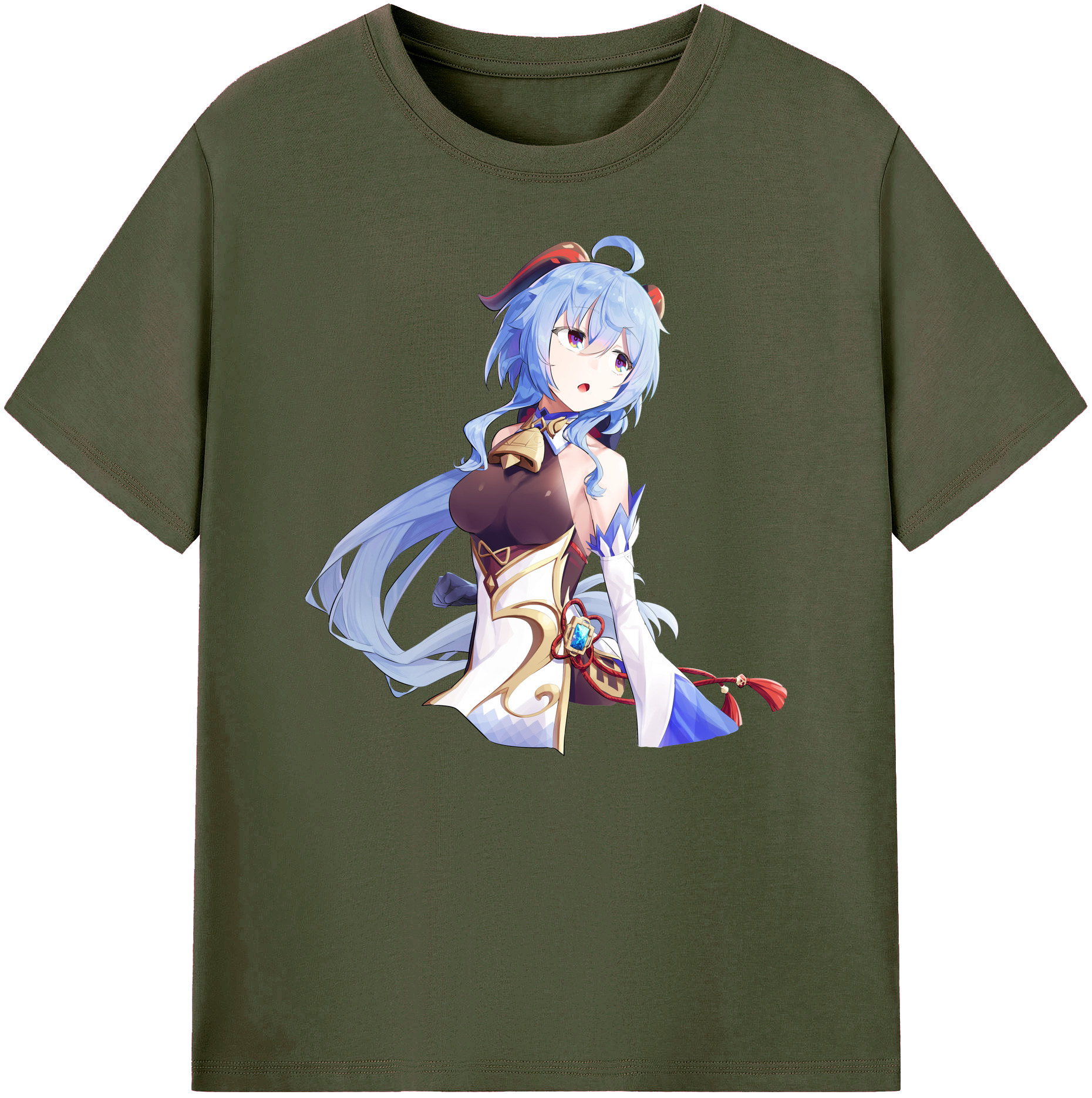げんし神 甘雨 かんう genshin Ganyu 綿100％ メンズ半袖Tシャツ｜肌触りやわらか＆通気性